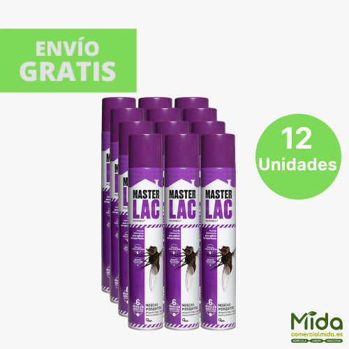 12 Botes de Insecticida contra rastreros 
y voladores MASTER FLY 750ml