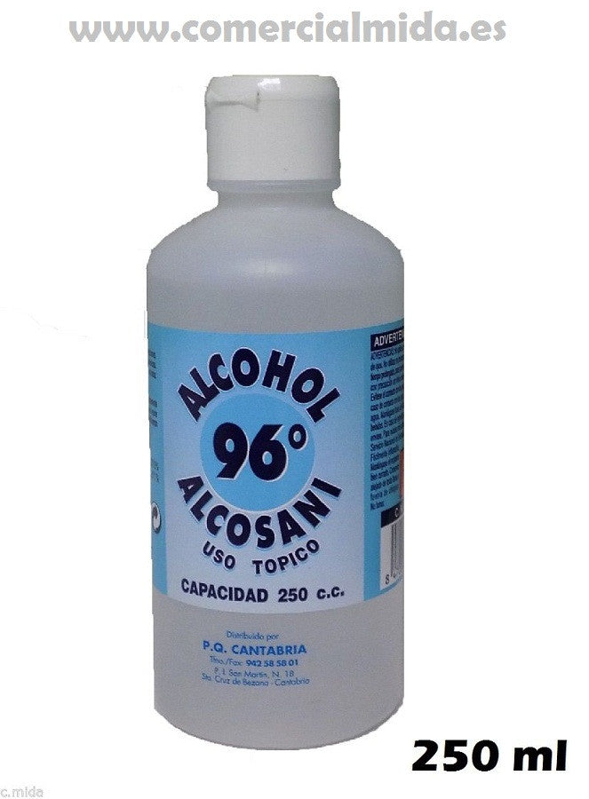 Alcohol Sanitario Antiséptico 96º. Bote de 250 ml.