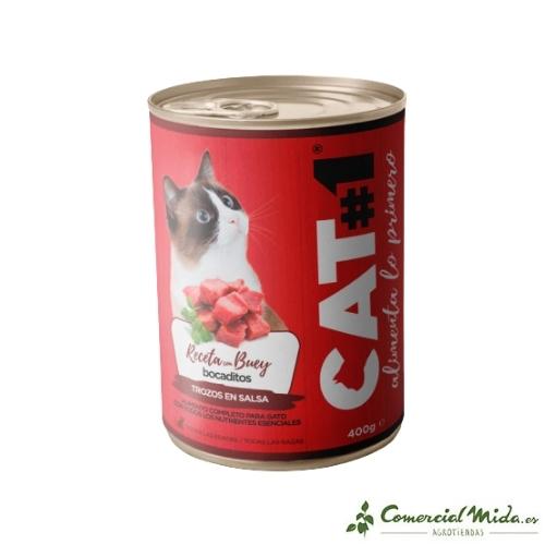 CAT-1 Comida Húmeda Gatos buey y cereales