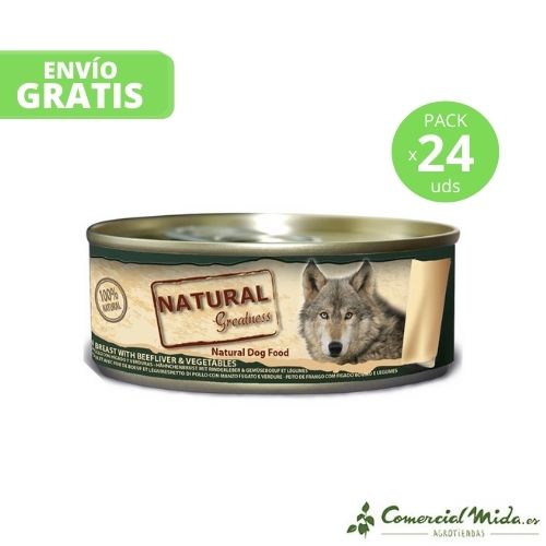Comida húmeda para perro Natural Greatness Classic con Pollo e hígado de buey  24x156gr