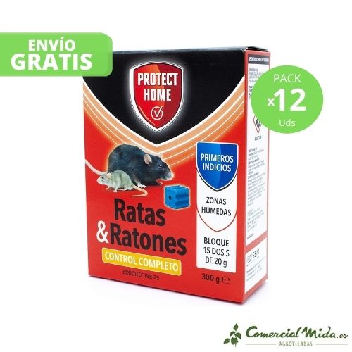 Raticida Bloque Rodicum BD de Protect Home 300 gr pack de 12 unidades